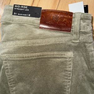 Corduroy stretch mid-rise straight pant